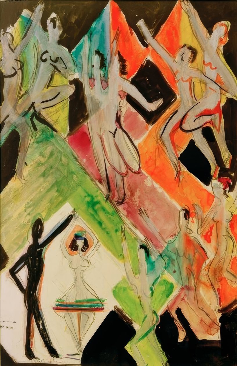 Tervezet a színek falfestményéhez alkotó: Ernst Ludwig Kirchner