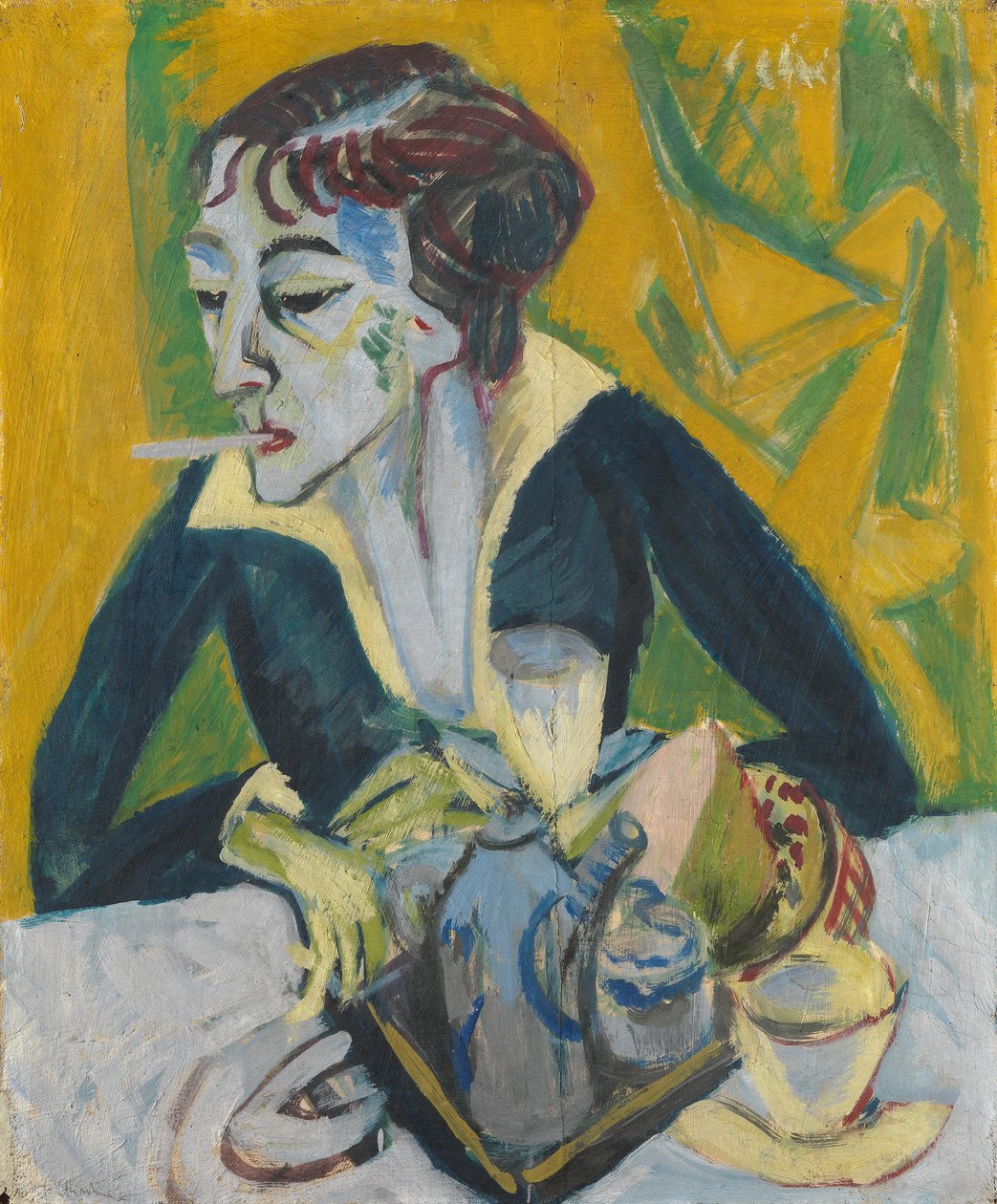 Erna cigarettával alkotó: Ernst Ludwig Kirchner