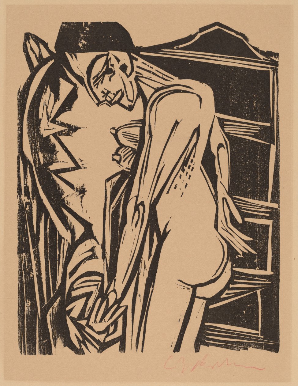 Női akt a kabinet előtt alkotó: Ernst Ludwig Kirchner