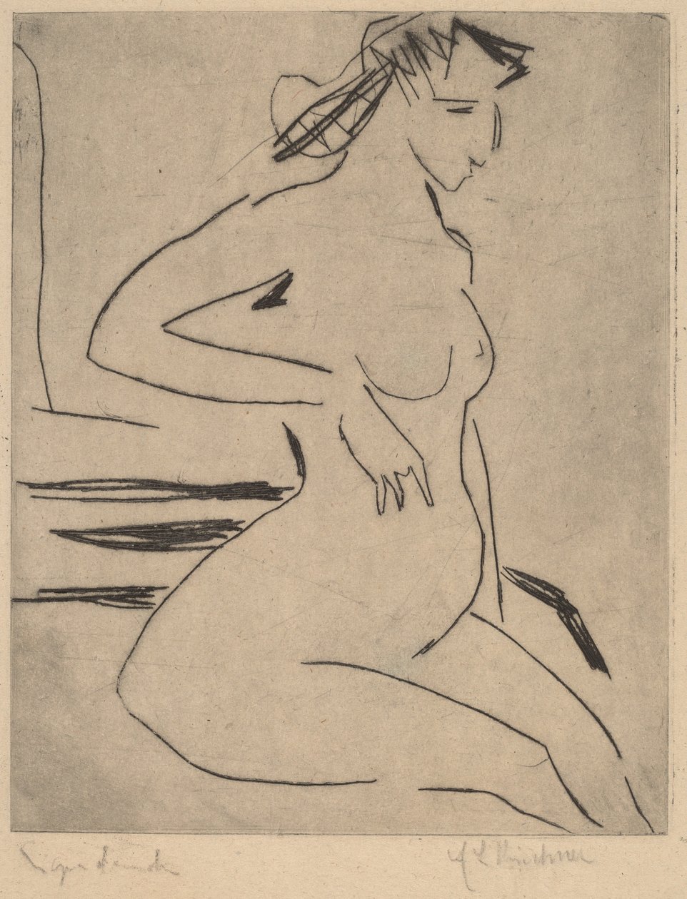 Női meztelenül ülő alkotó: Ernst Ludwig Kirchner