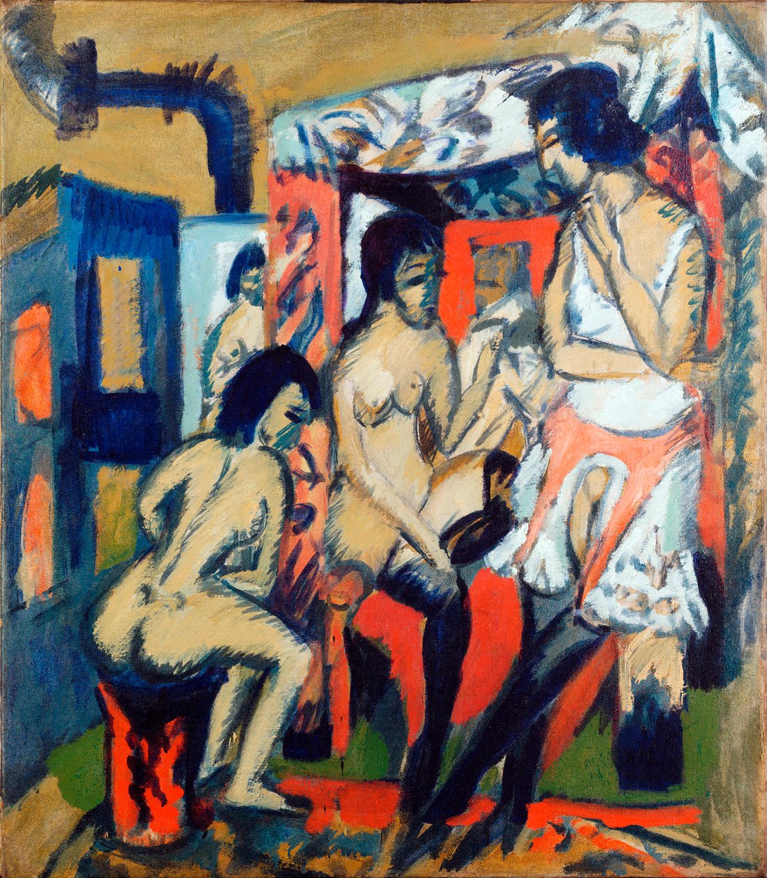 Meztelen nők egy műteremben – Ernst Ludwig Kirchner (1880-1938) festménye alkotó: Ernst Ludwig Kirchner