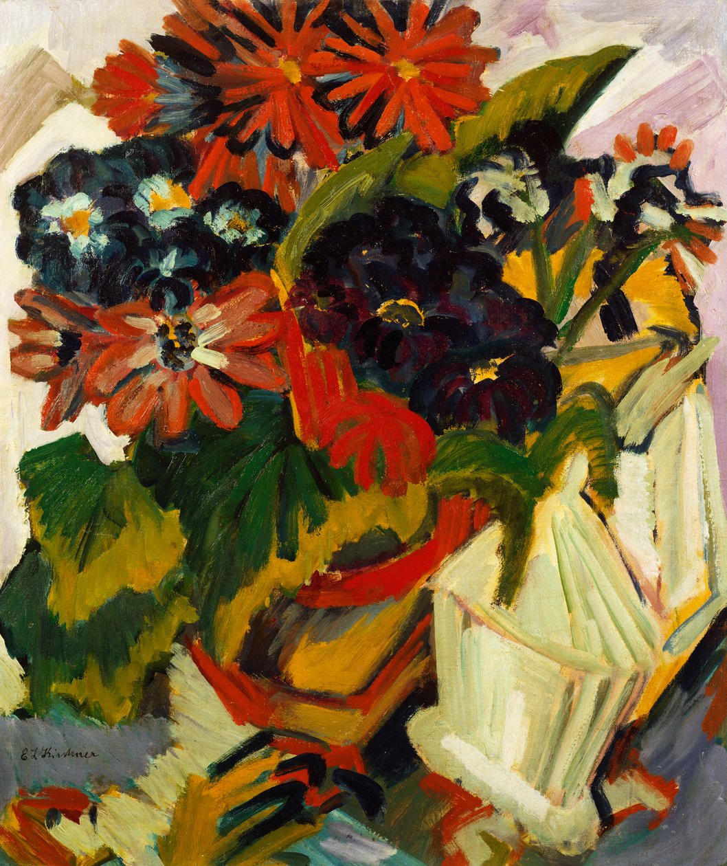 Virágcserép és cukortál, 1918-19 alkotó: Ernst Ludwig Kirchner