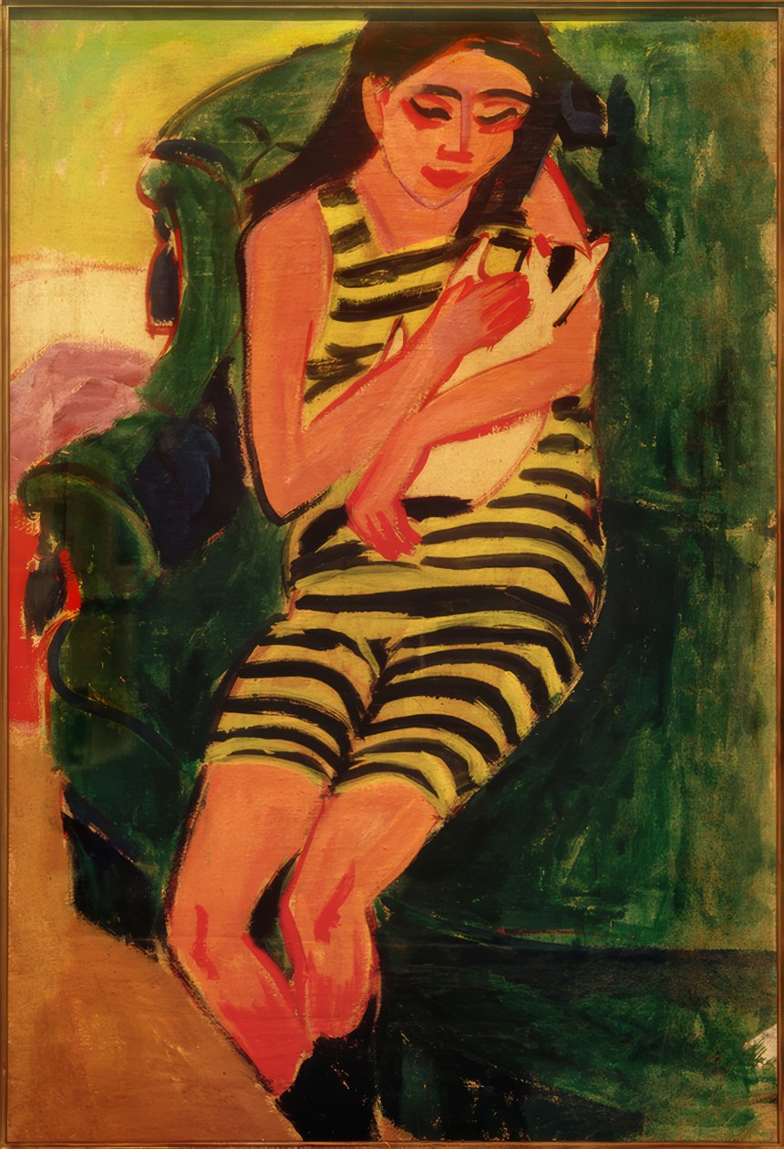 Fränzi macskával alkotó: Ernst Ludwig Kirchner