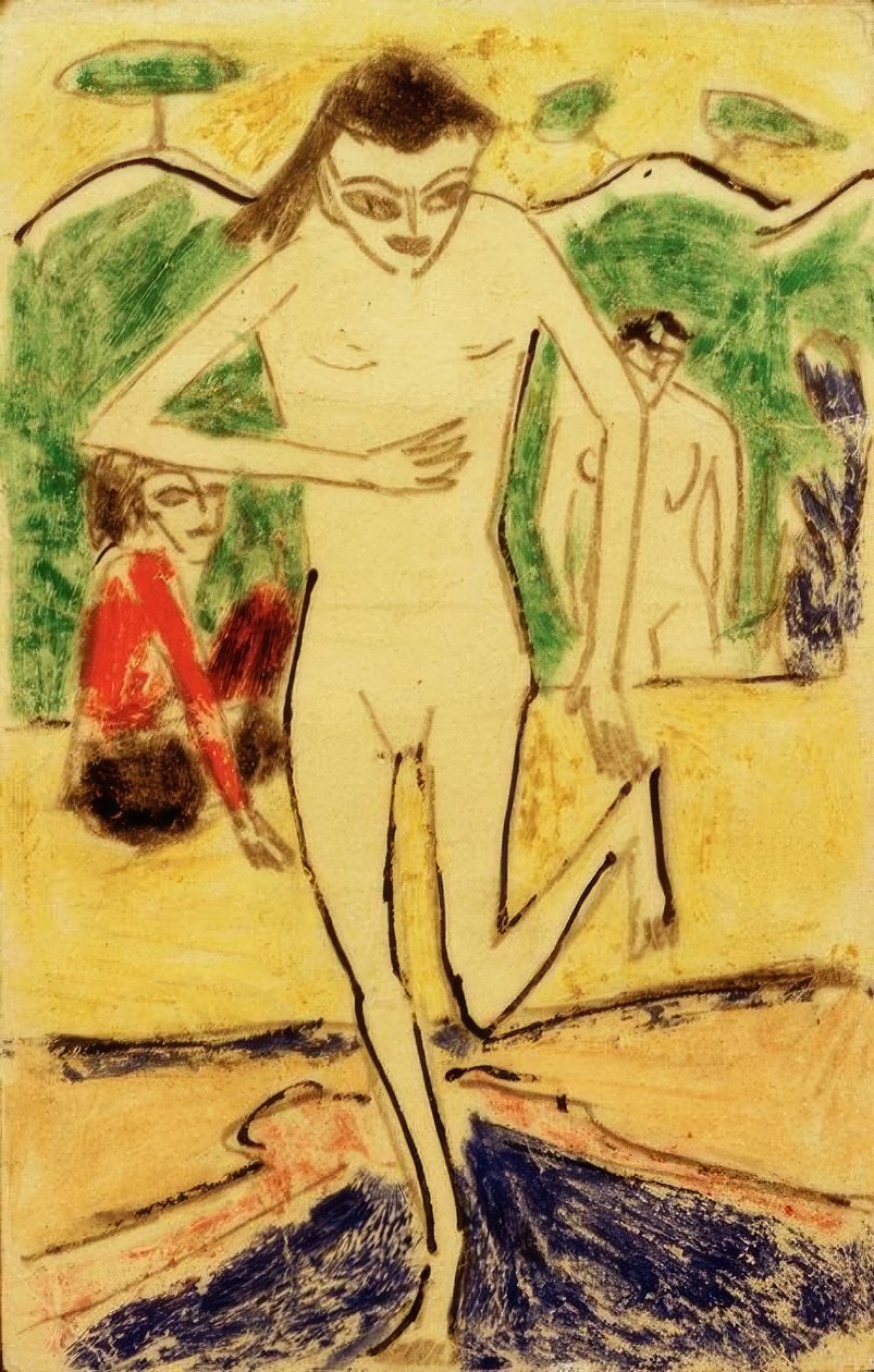Fränzi a fali függöny előtt alkotó: Ernst Ludwig Kirchner