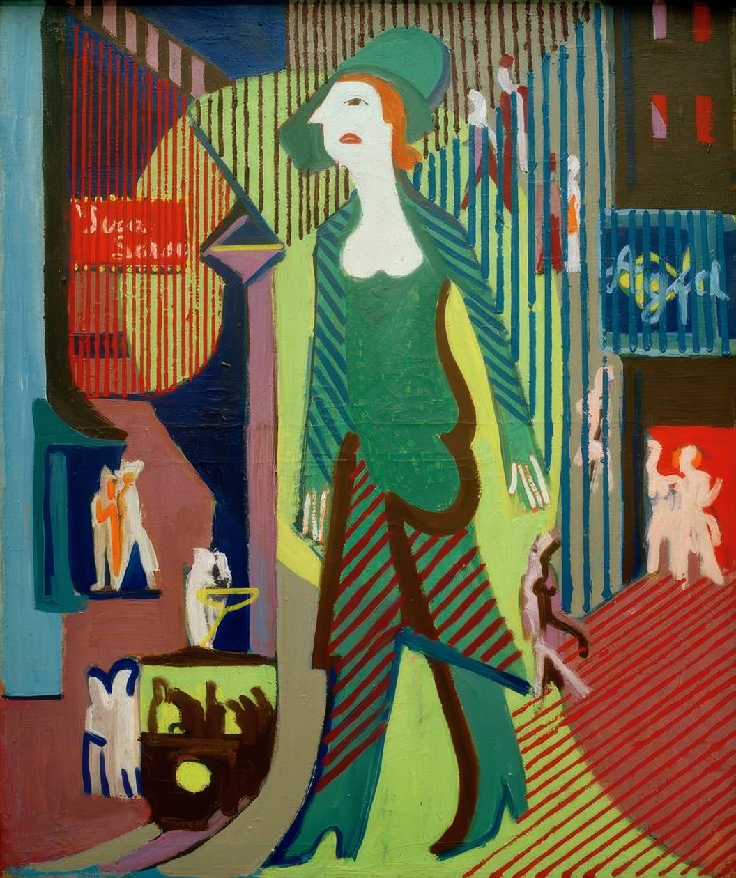 Nő sétál az utcán éjszaka; Éjszakai nő alkotó: Ernst Ludwig Kirchner