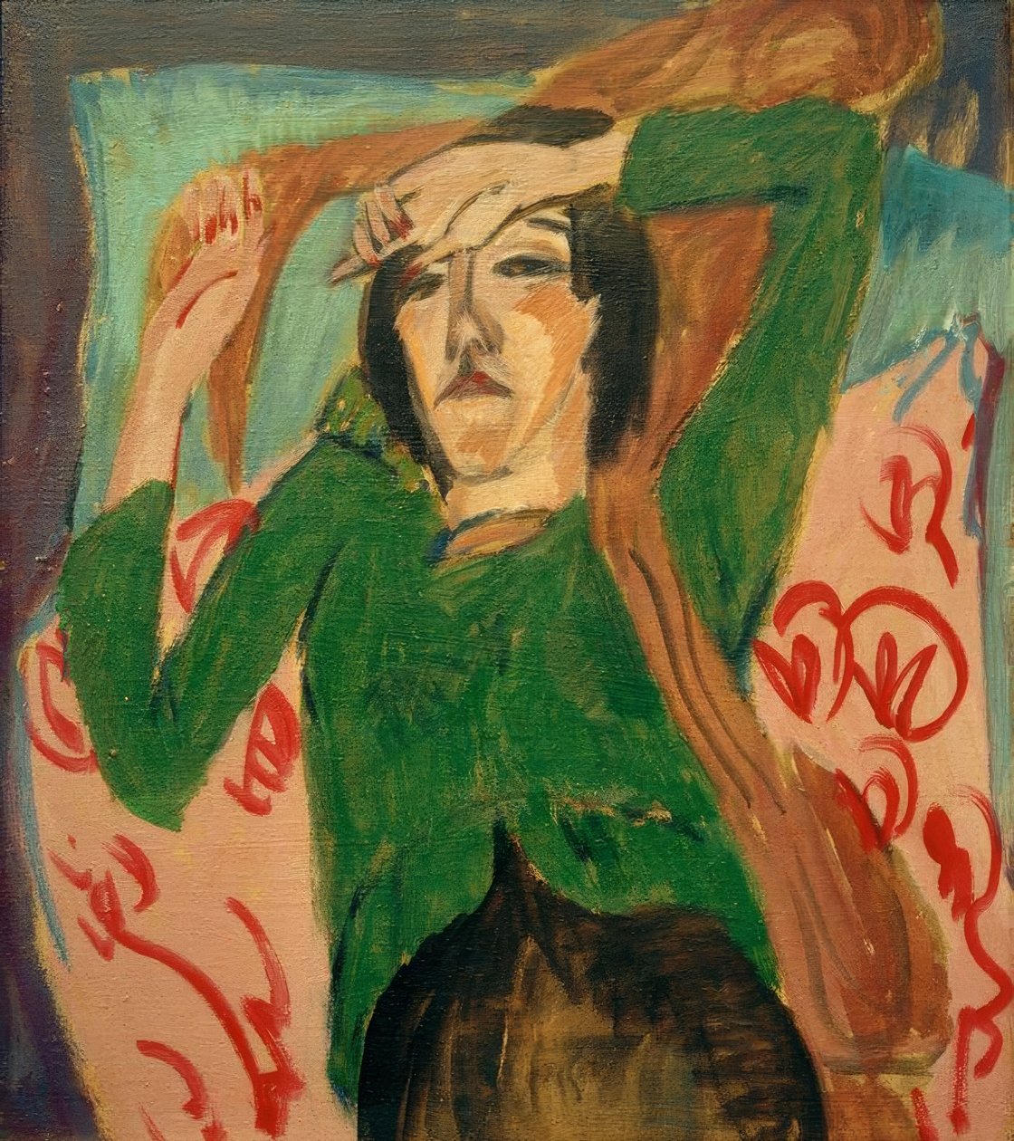 Nő zöld kabátban alkotó: Ernst Ludwig Kirchner