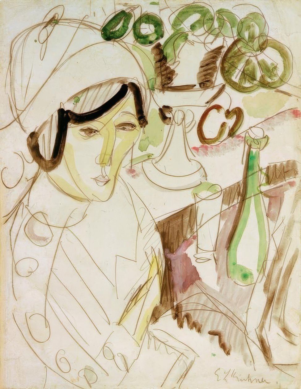 Kerekkalapos nő (Erna) alkotó: Ernst Ludwig Kirchner