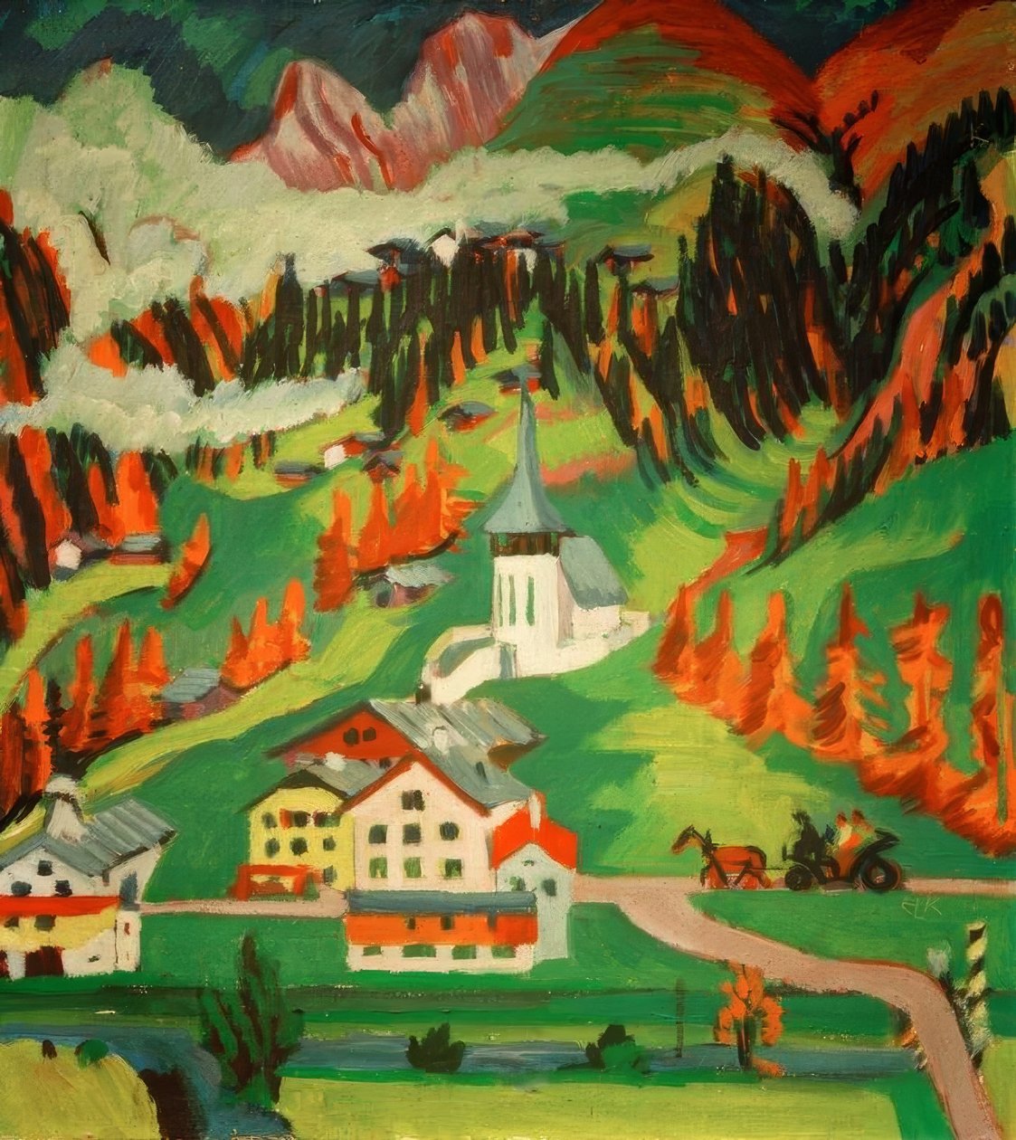 Frauenkirch ősszel alkotó: Ernst Ludwig Kirchner
