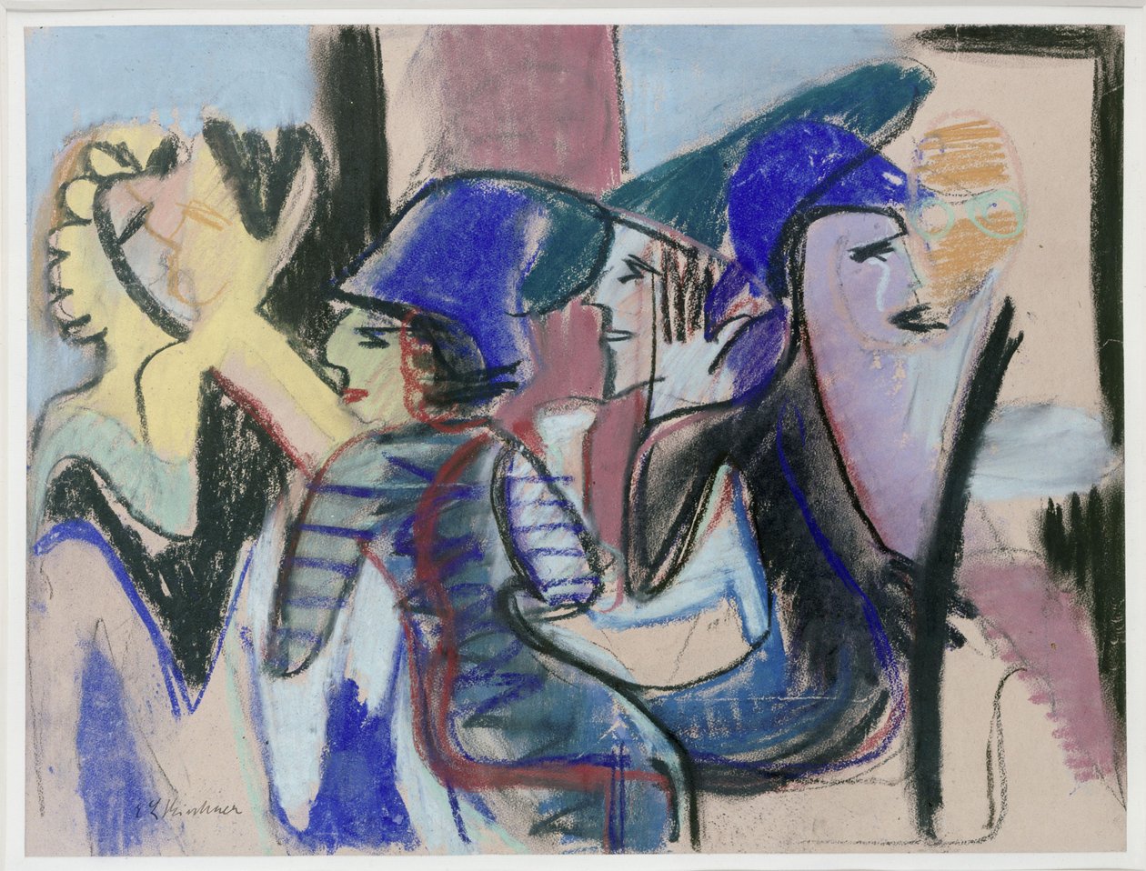 Fünf Personen im Café alkotó: Ernst Ludwig Kirchner