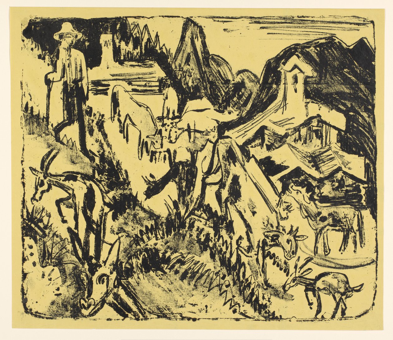 Kecskepásztor csordájával a hegyekben alkotó: Ernst Ludwig Kirchner