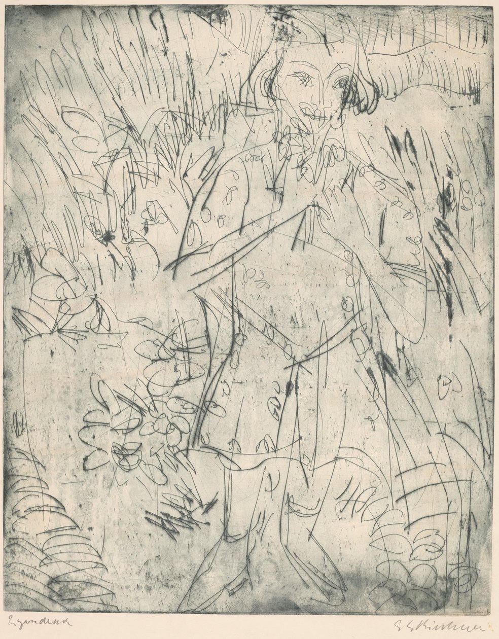 Lány virágokkal alkotó: Ernst Ludwig Kirchner