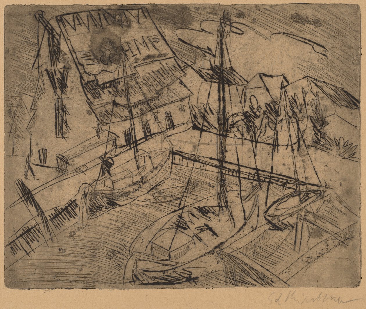 A kikötő olyan Burgstacken alkotó: Ernst Ludwig Kirchner