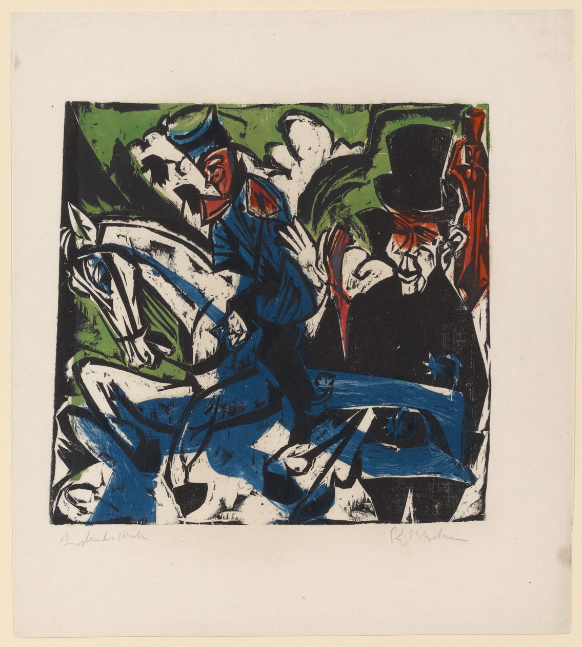 Illusztráció Peter Schlemihl számára, Adalbert von Chamisso, 1915 (színes fametszet) alkotó: Ernst Ludwig Kirchner