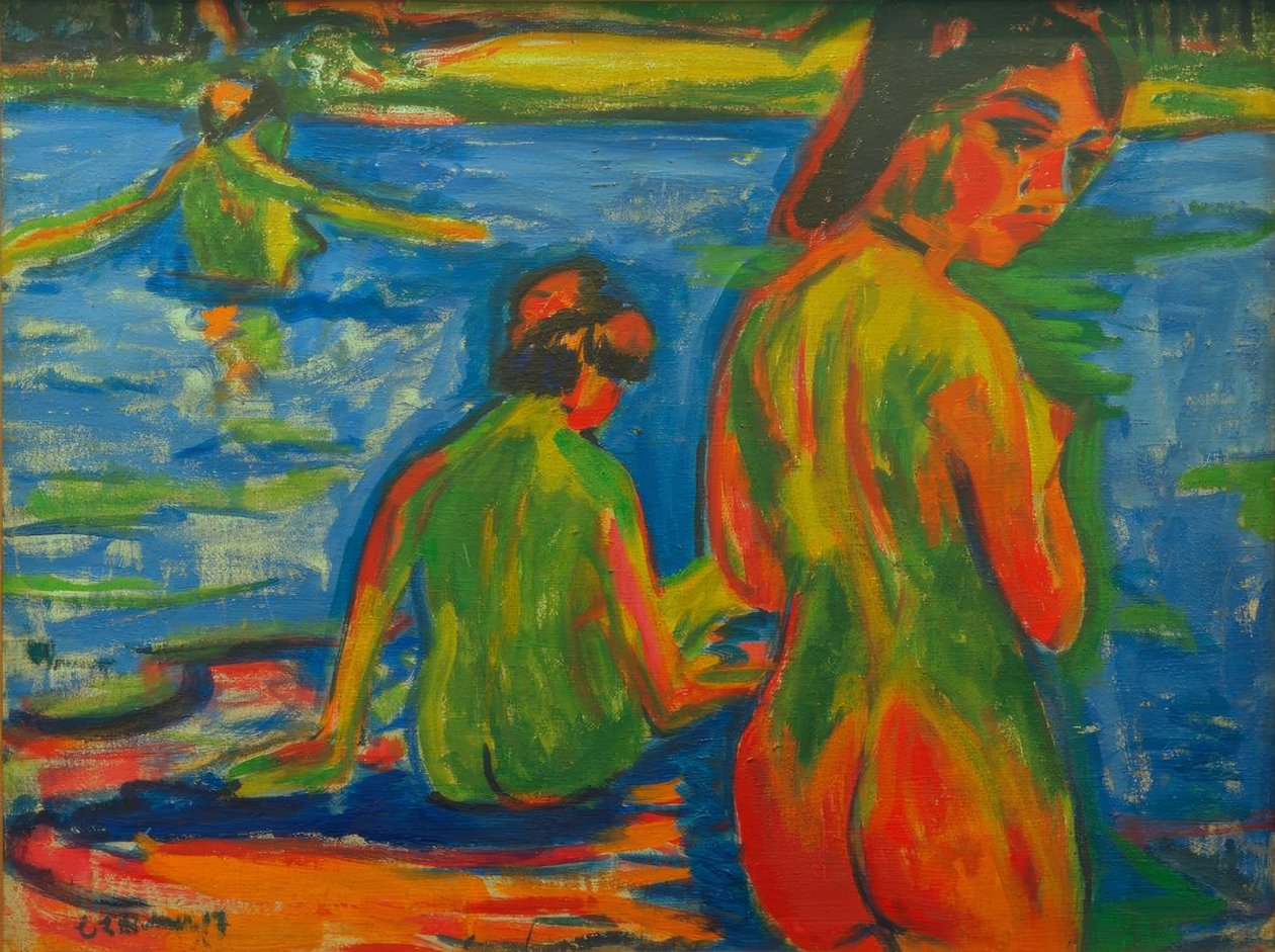 Lányok fürdőznek a tóban alkotó: Ernst Ludwig Kirchner