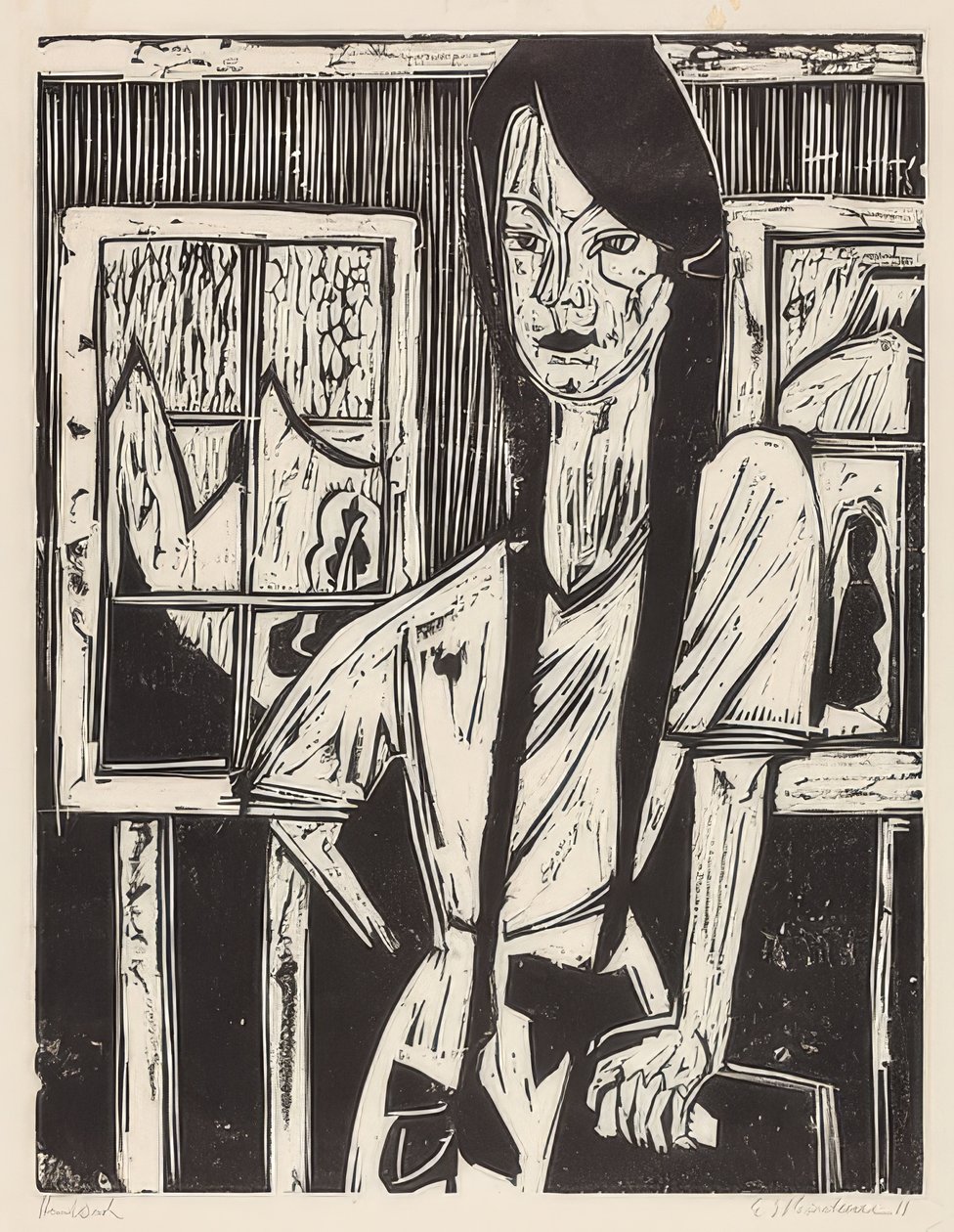 Fiatal lány. 1921 alkotó: Ernst Ludwig Kirchner