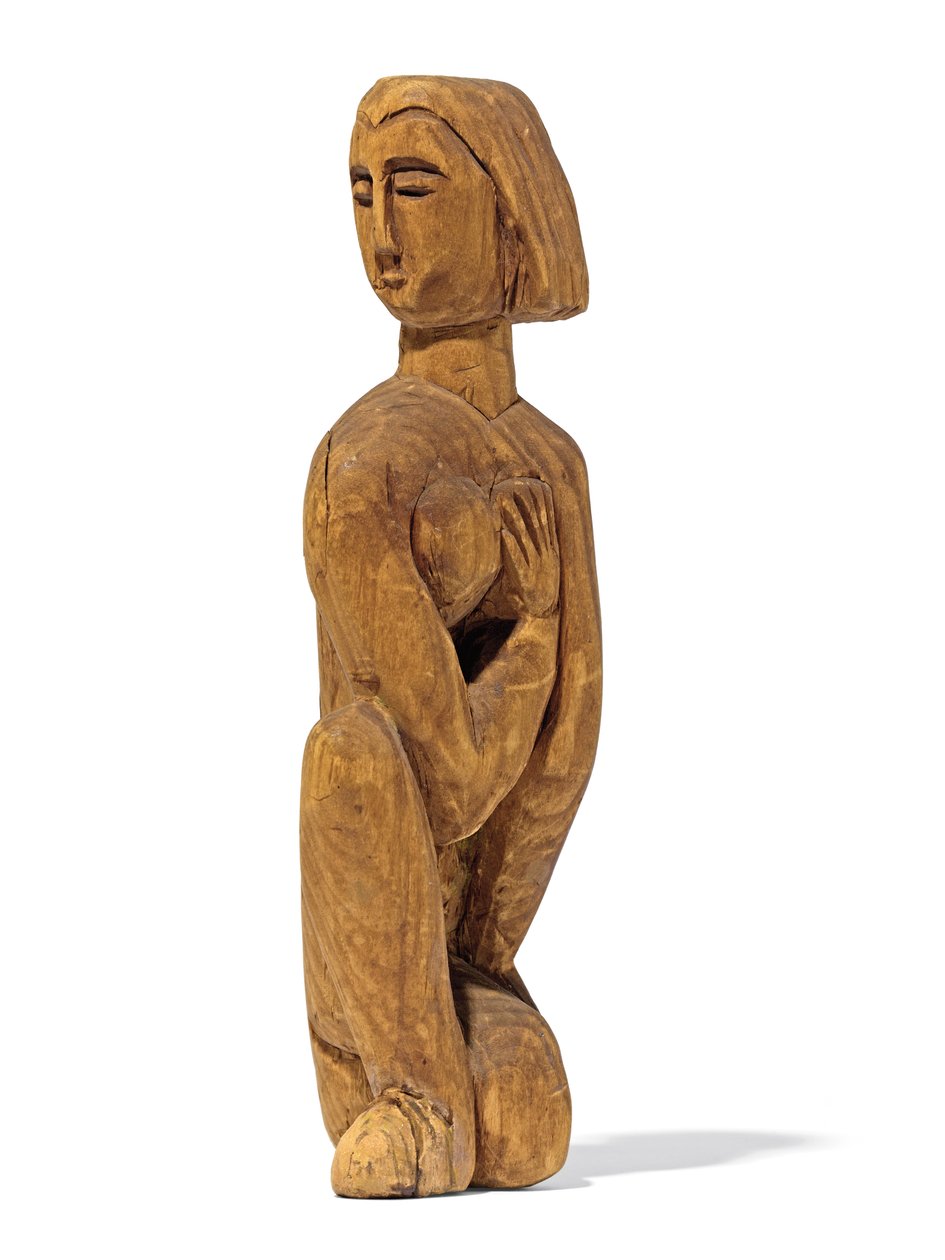 térdelő, balra néző fej, jobb kéz a bal mellen; Térdelés, fej balra fordítva, jobb kéz a bal mellen, 1912 alkotó: Ernst Ludwig Kirchner