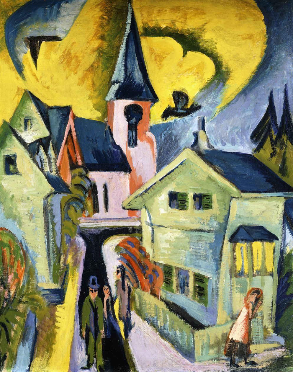 Koenigstein vörös templommal; Königstein vörös templommal alkotó: Ernst Ludwig Kirchner
