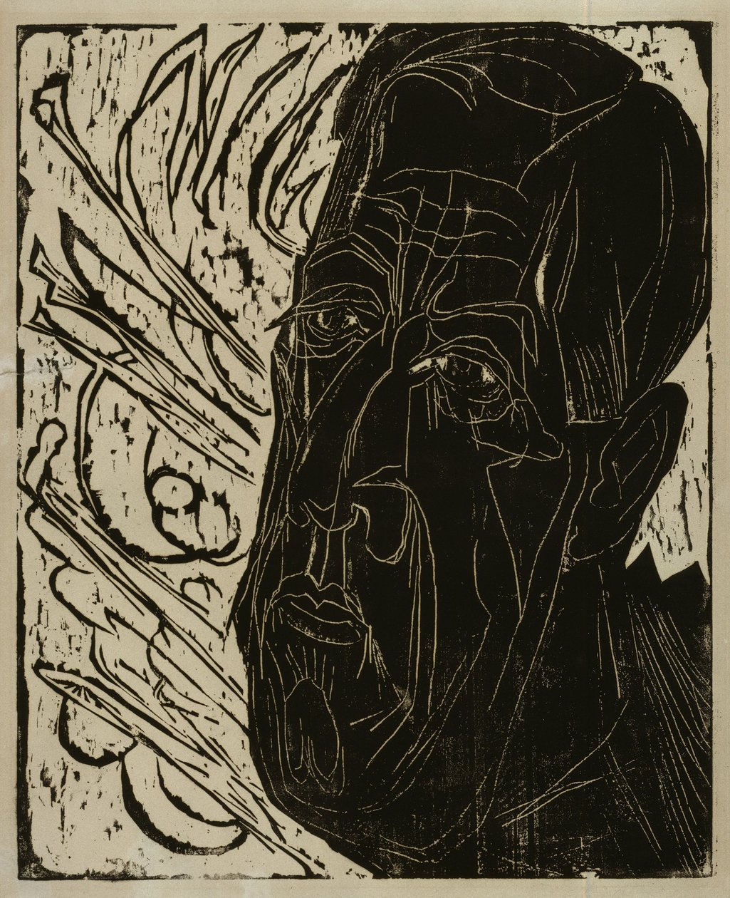 Henry van de Velde-fej (sötét) – Fekete van de Velde-fej alkotó: Ernst Ludwig Kirchner