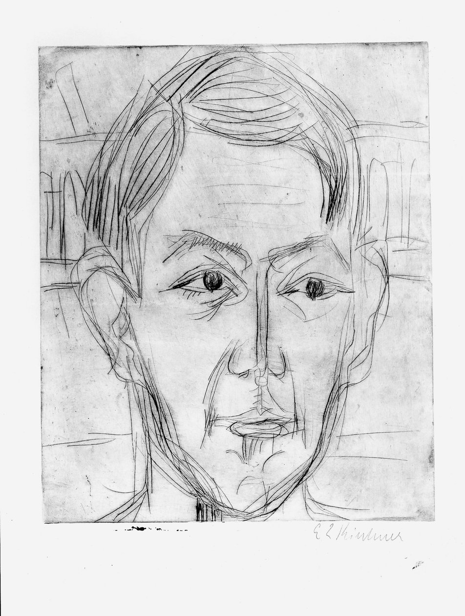 Egy fiatal férfi feje (Dr. Hans Bütow) alkotó: Ernst Ludwig Kirchner