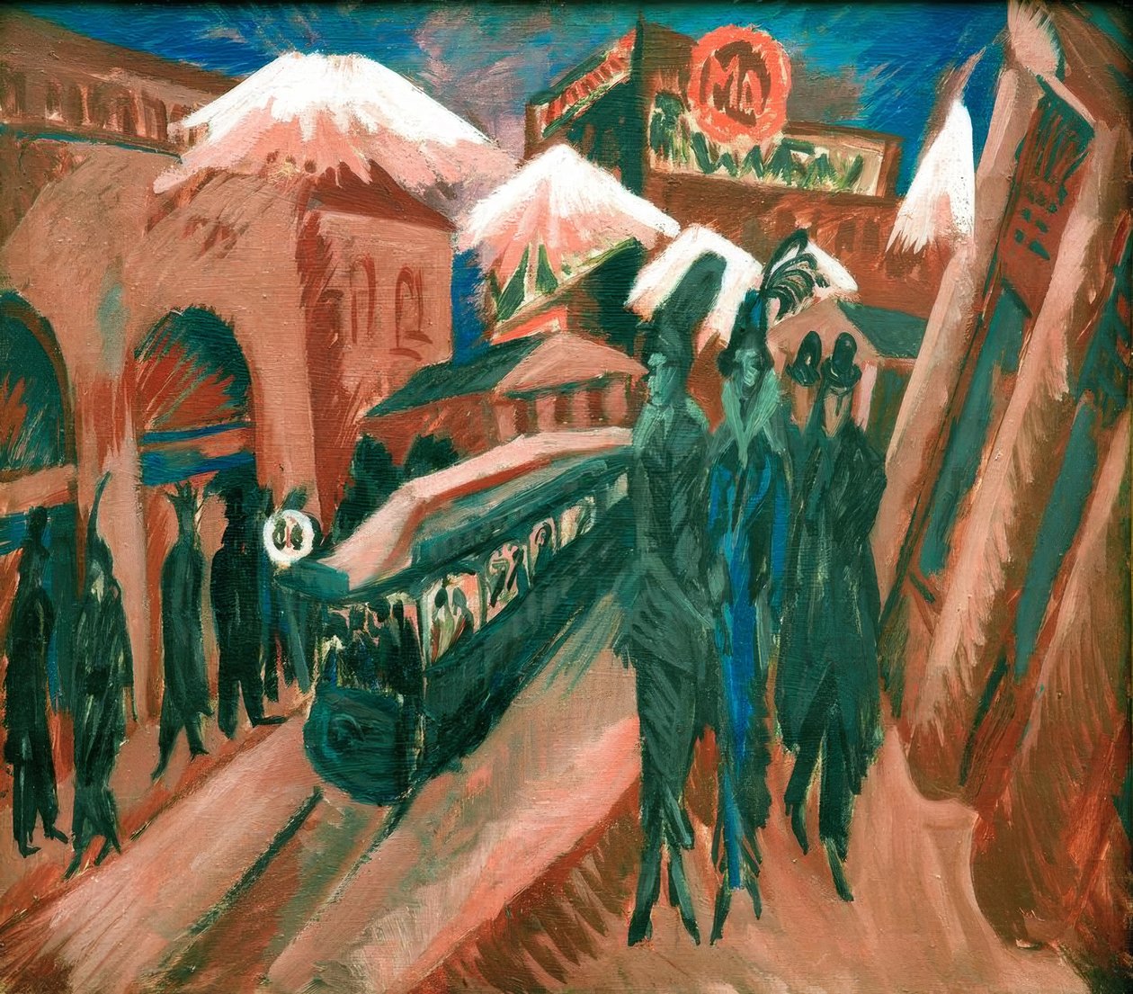 Leipziger Strasse elektromos vonattal alkotó: Ernst Ludwig Kirchner