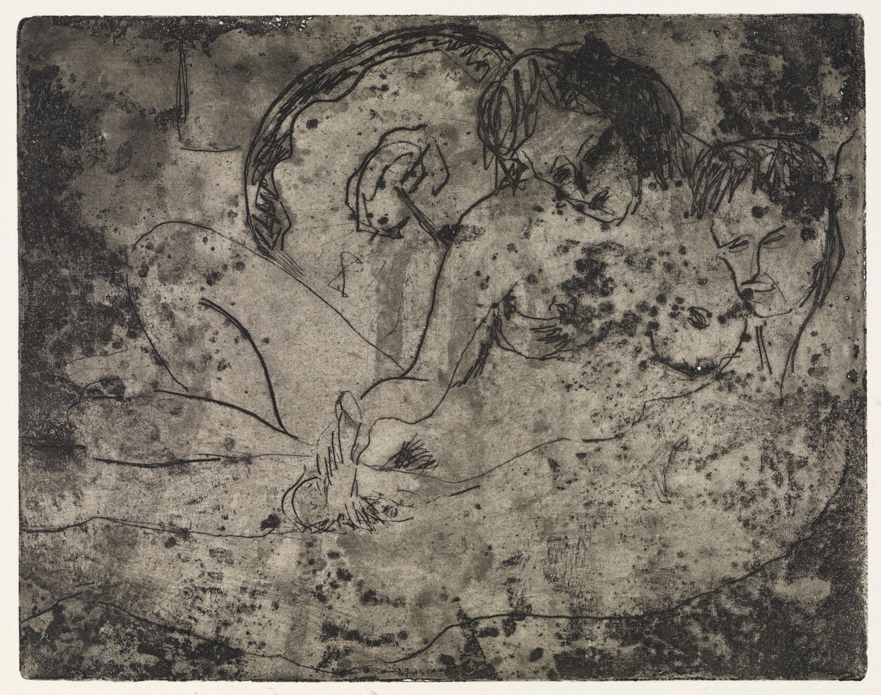 Szerelmespár japán esernyővel / Átkelés az Elbán az esőben. – A kikötőmólónál alkotó: Ernst Ludwig Kirchner