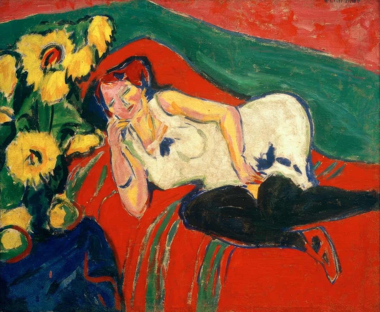 Fekvő nő fehér ingben alkotó: Ernst Ludwig Kirchner