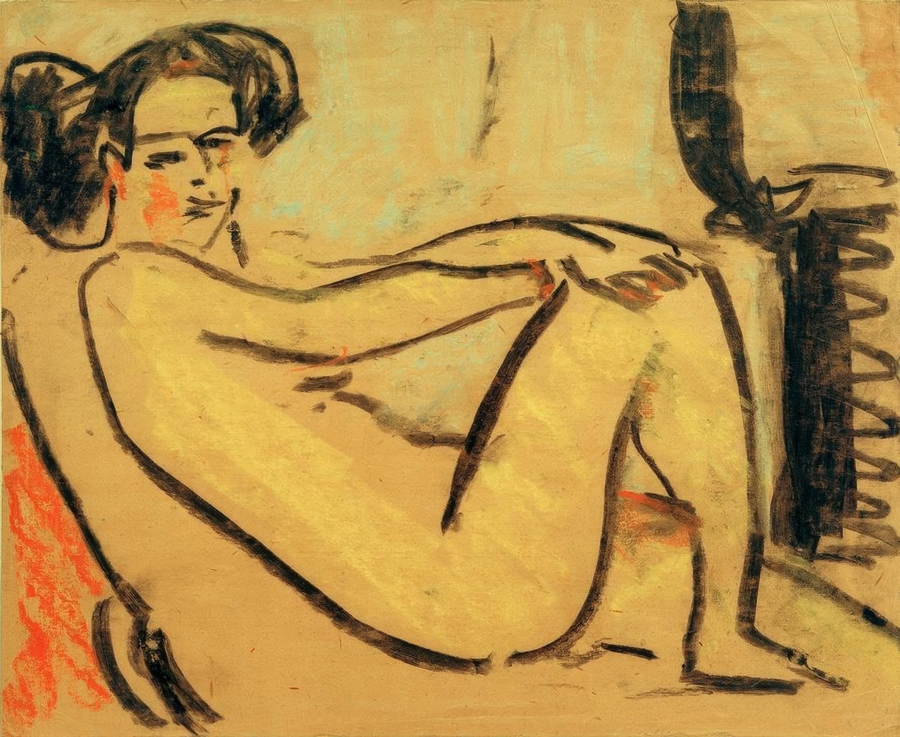 Lány feküdt a tűzhely mellett alkotó: Ernst Ludwig Kirchner