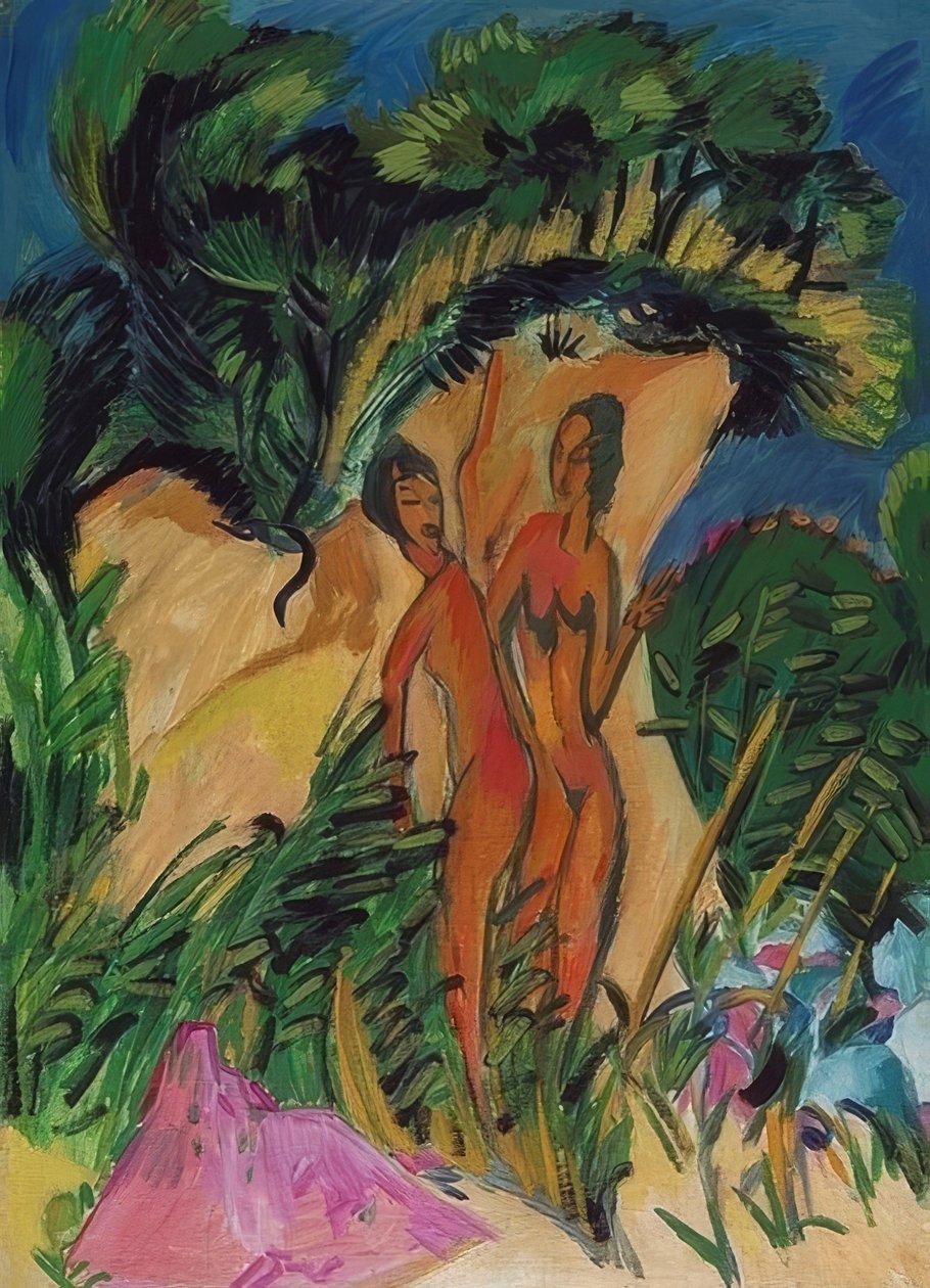 Lányok Fehmarnban. 1913 alkotó: Ernst Ludwig Kirchner