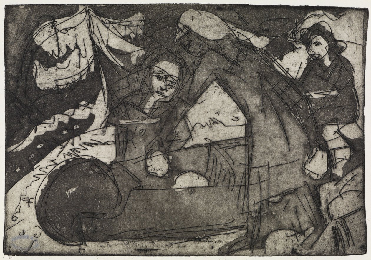 Kétgyermekes anyuka / Gyerekek talicskával alkotó: Ernst Ludwig Kirchner