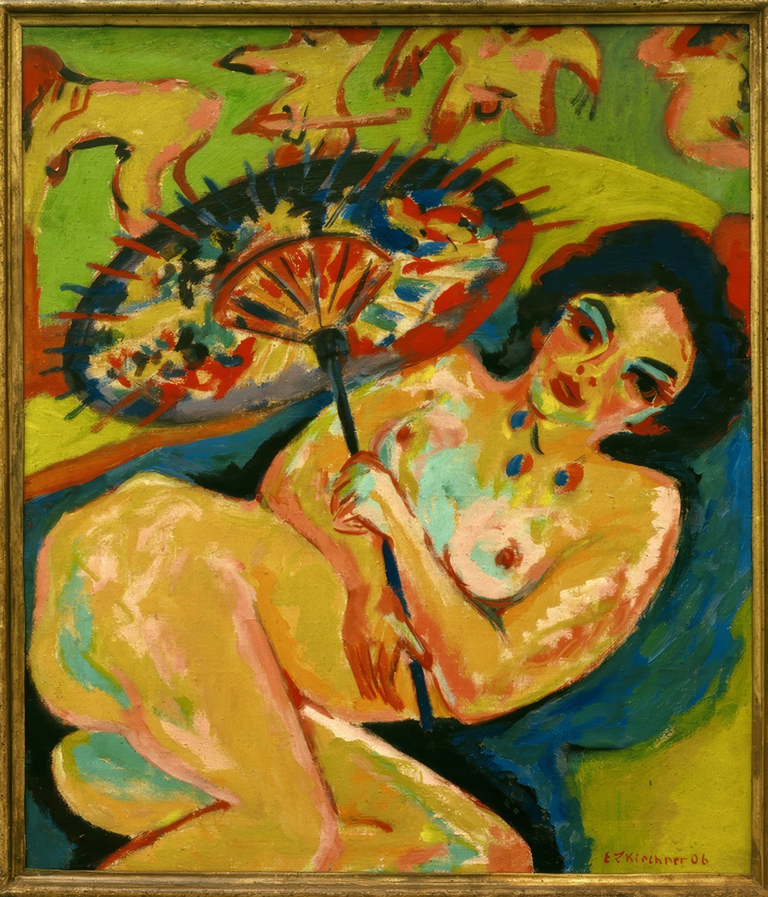 Lányok japán esernyő alatt alkotó: Ernst Ludwig Kirchner