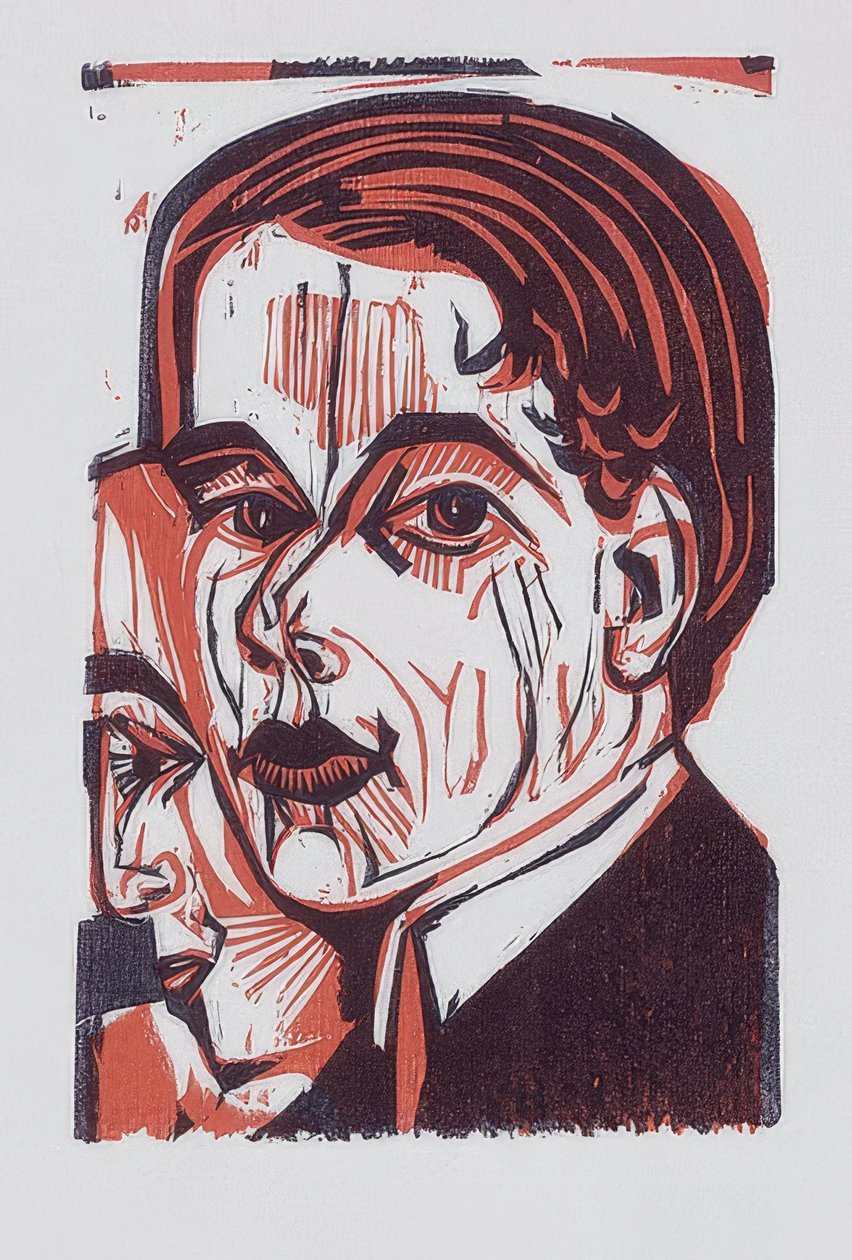 Férfi fej (önarckép). 1926 alkotó: Ernst Ludwig Kirchner