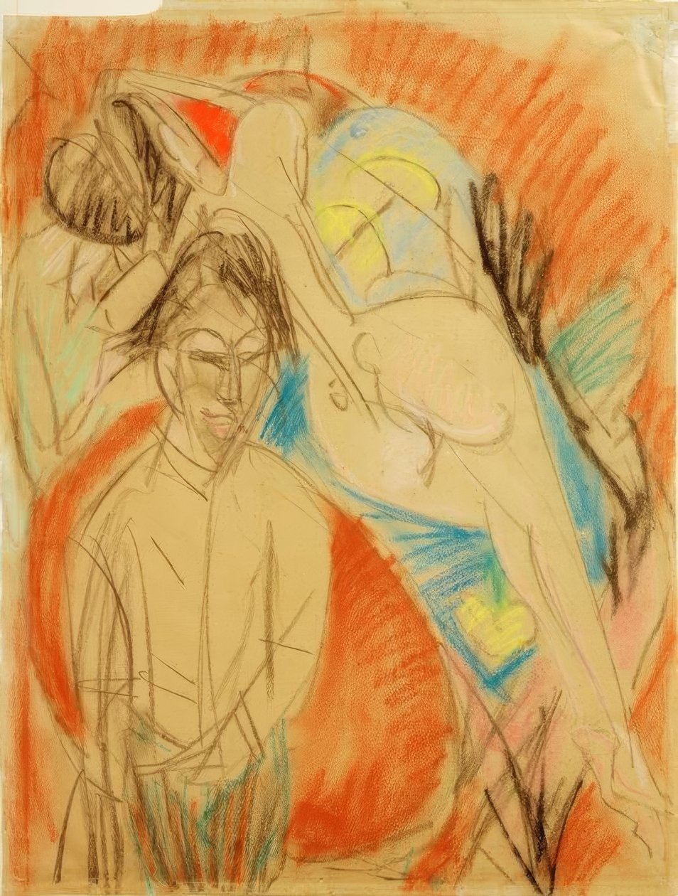 Festő és akt nő (Önarckép modellel) alkotó: Ernst Ludwig Kirchner