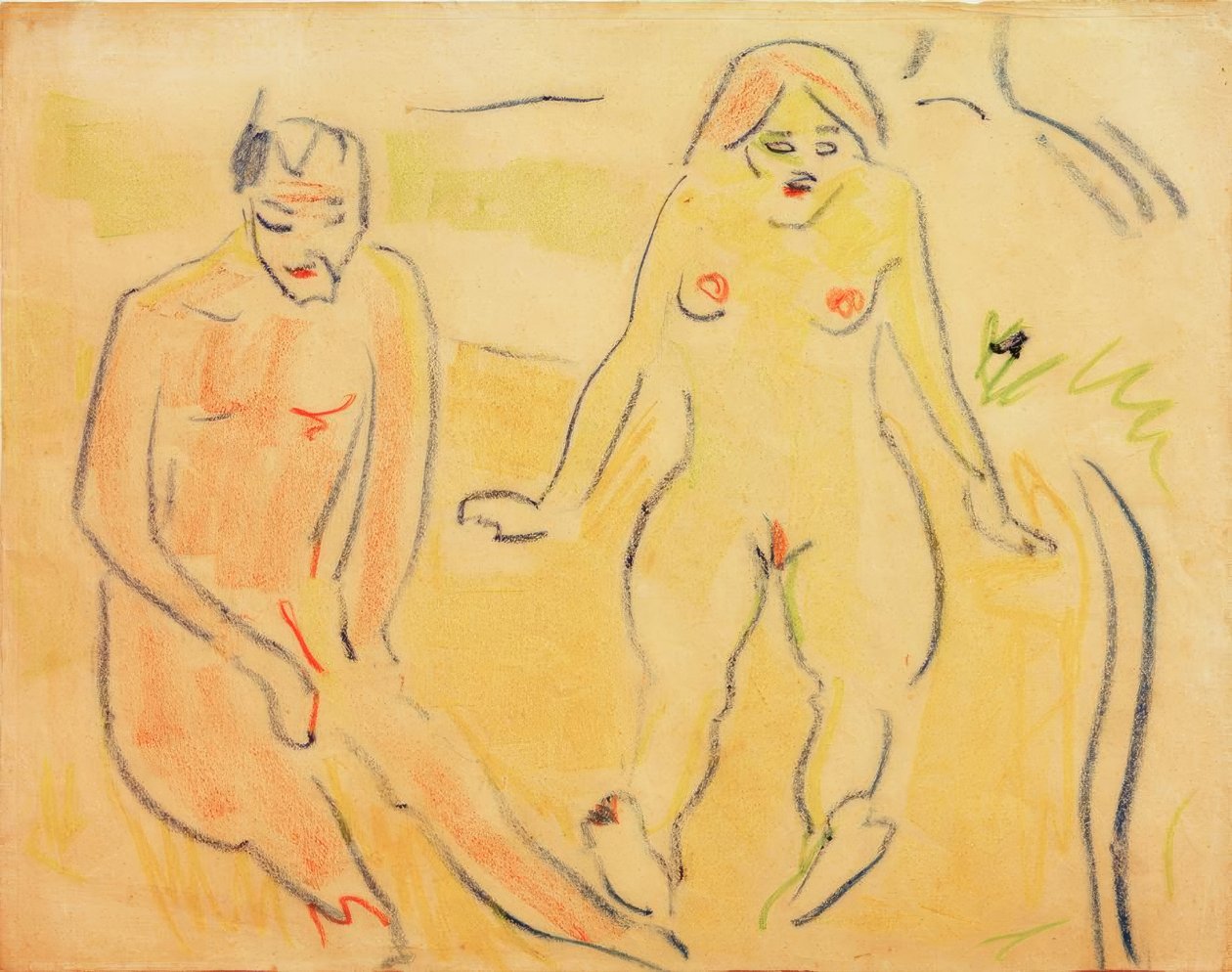 Férfi és nő (a réten ülve) alkotó: Ernst Ludwig Kirchner