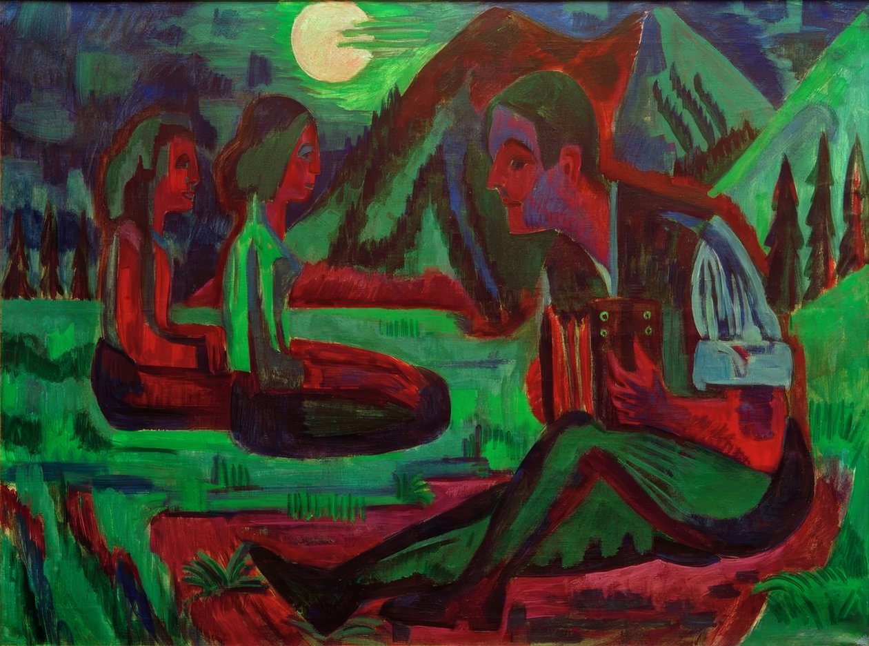 Holdfényes éjszaka; Handorgler in Holdfényes éjszaka alkotó: Ernst Ludwig Kirchner