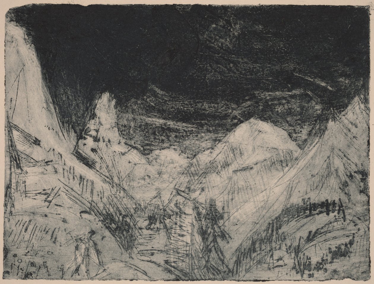 Hegyi táj kis fűnyírókkal alkotó: Ernst Ludwig Kirchner