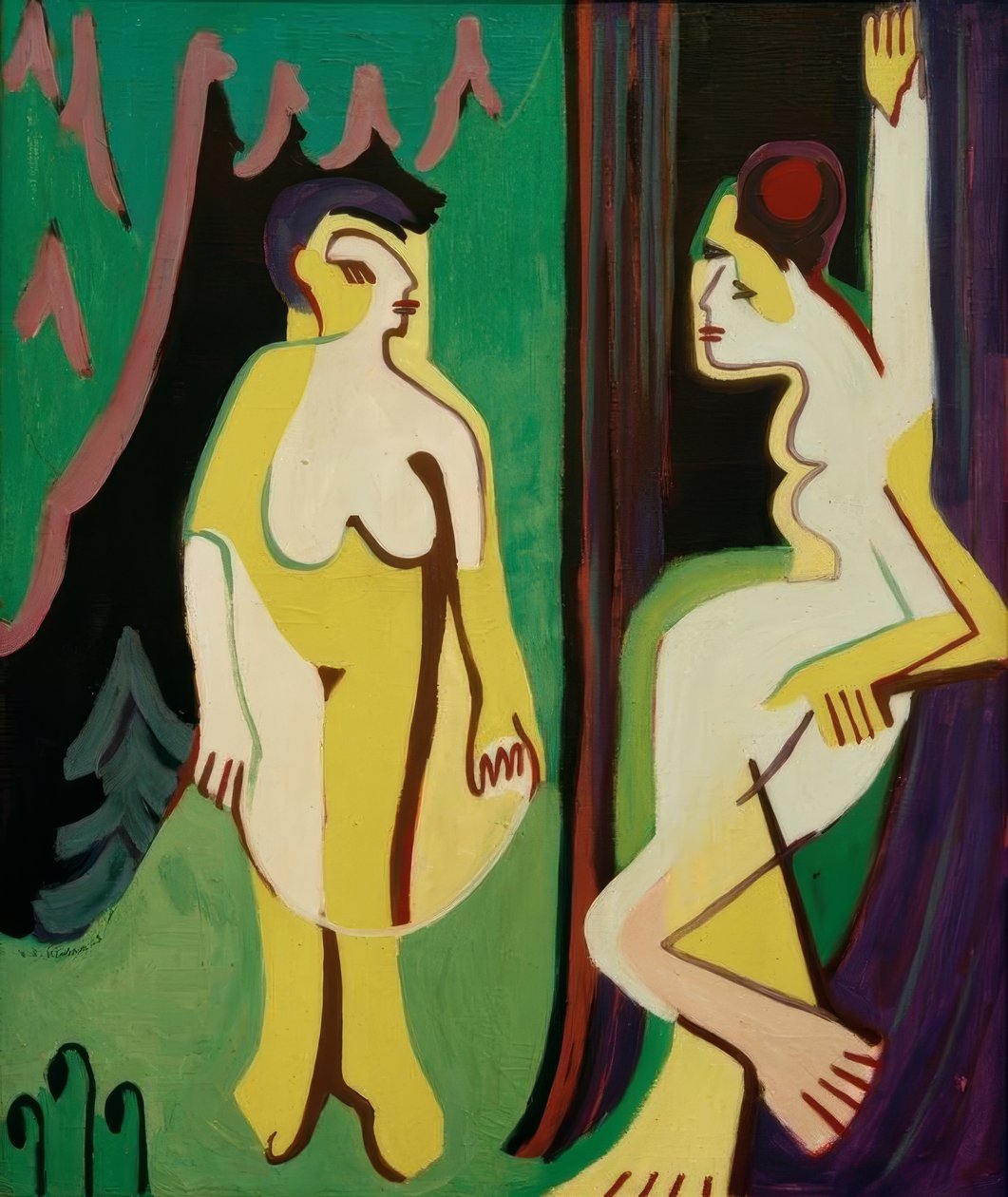 Meztelen nők egy erdei réten alkotó: Ernst Ludwig Kirchner