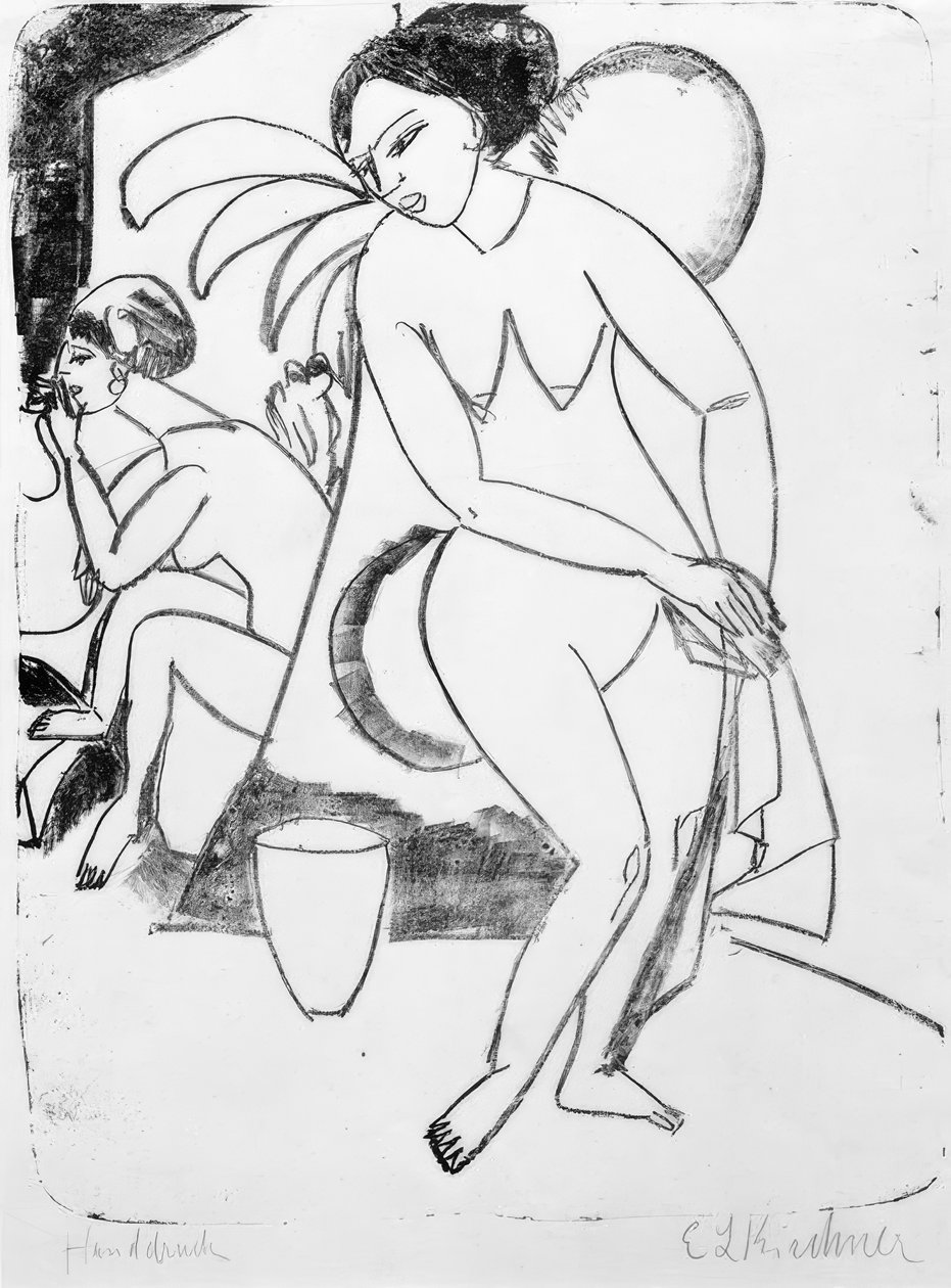 Meztelen lányok a stúdióban alkotó: Ernst Ludwig Kirchner
