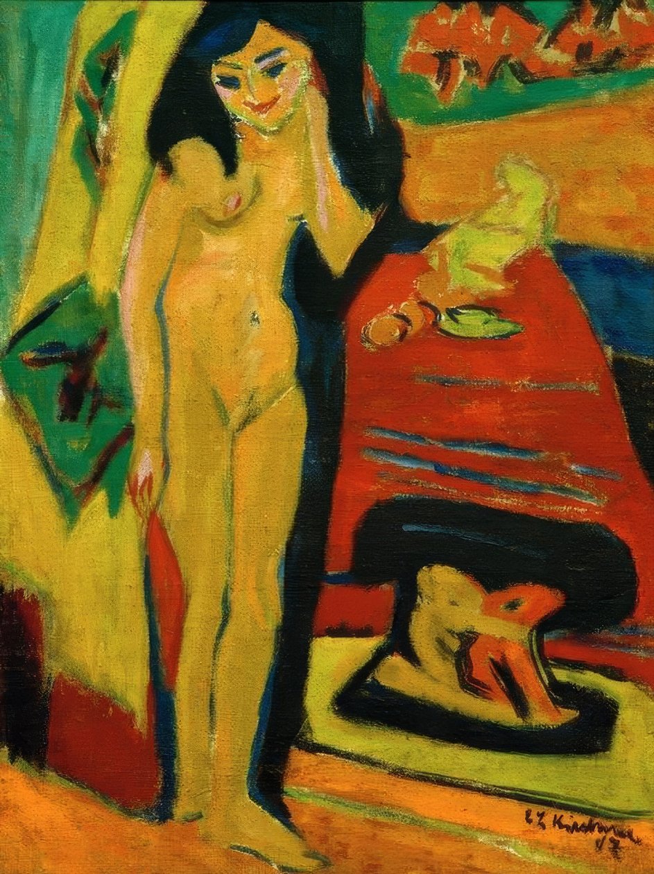 Meztelen lány a függöny mögött (Fränzi) alkotó: Ernst Ludwig Kirchner