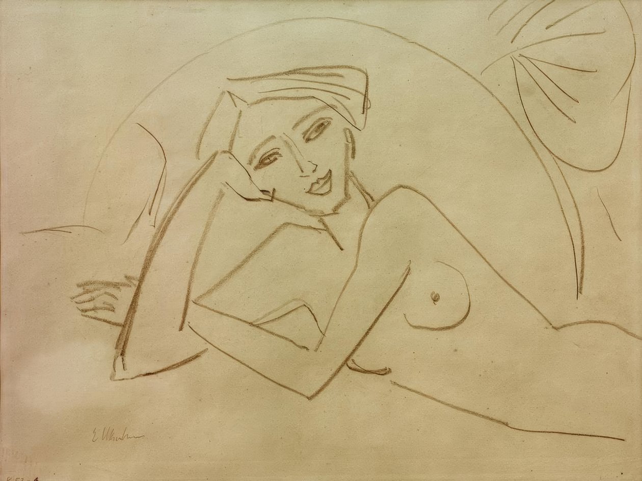 Meztelen lány fekve alkotó: Ernst Ludwig Kirchner