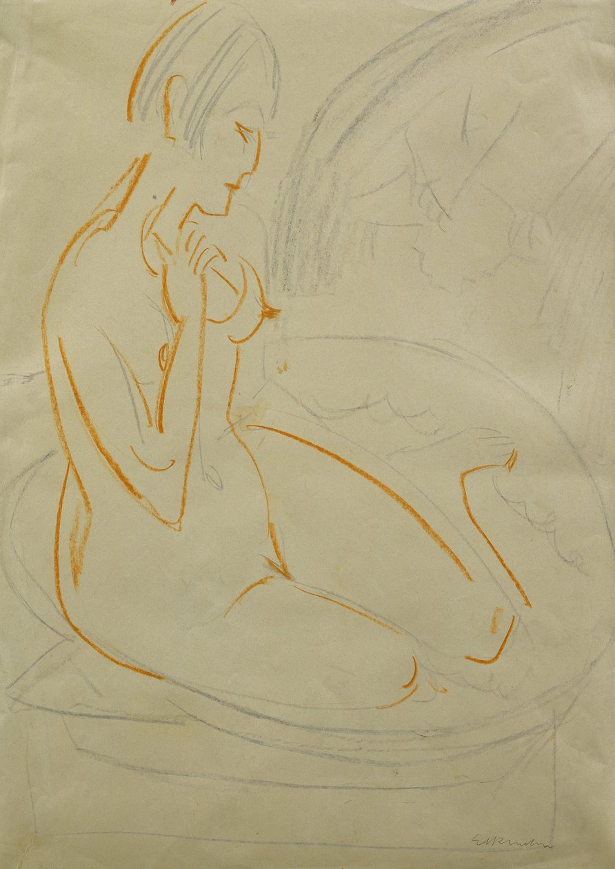 Meztelen; Akt, alkotó: Ernst Ludwig Kirchner