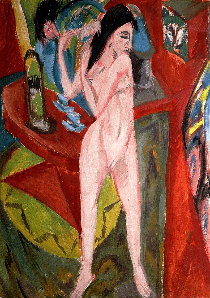 Meztelen Nő Haját Fésülve alkotó: Ernst Ludwig Kirchner