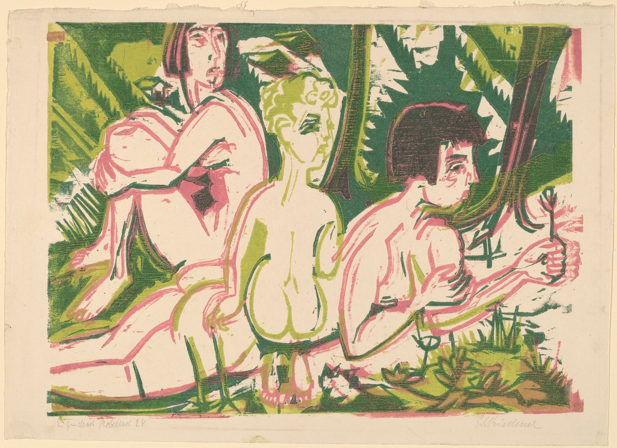 Meztelen nők gyermekkel az erdőben alkotó: Ernst Ludwig Kirchner