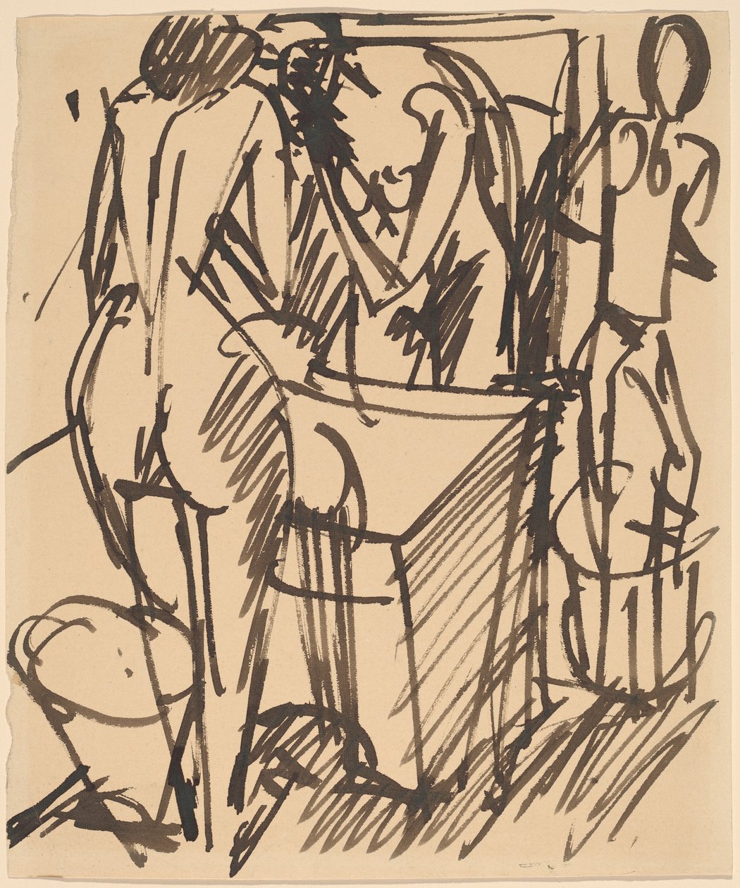 Akt tükörrel, Mosdóállvány előtt állva alkotó: Ernst Ludwig Kirchner