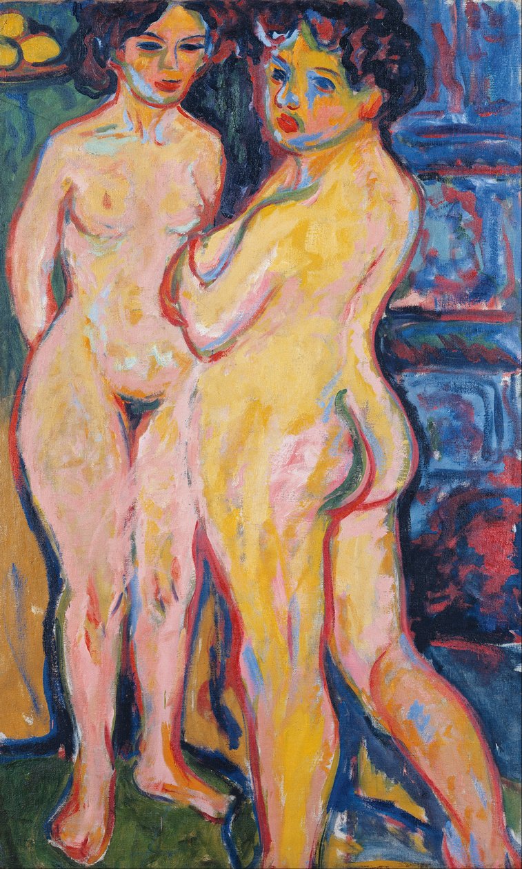 Aktok tűzhely mellett, 1908 alkotó: Ernst Ludwig Kirchner