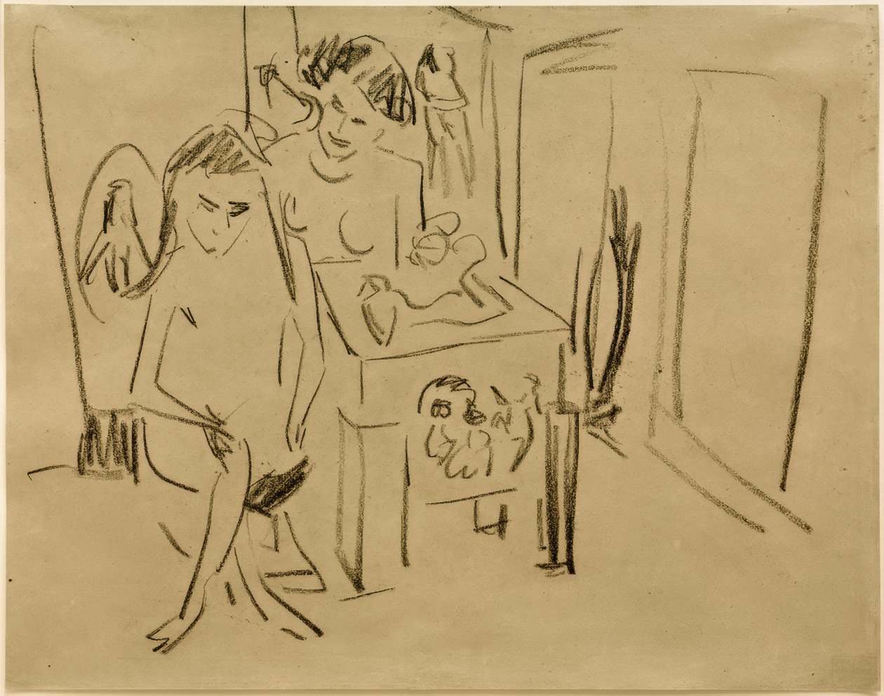 Cím nélkül (Dodo és Fränzi a stúdióban) alkotó: Ernst Ludwig Kirchner