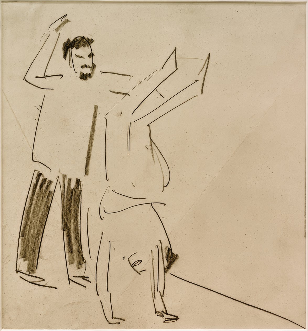 Cím nélkül (férfi lánnyal kézenállásban) alkotó: Ernst Ludwig Kirchner