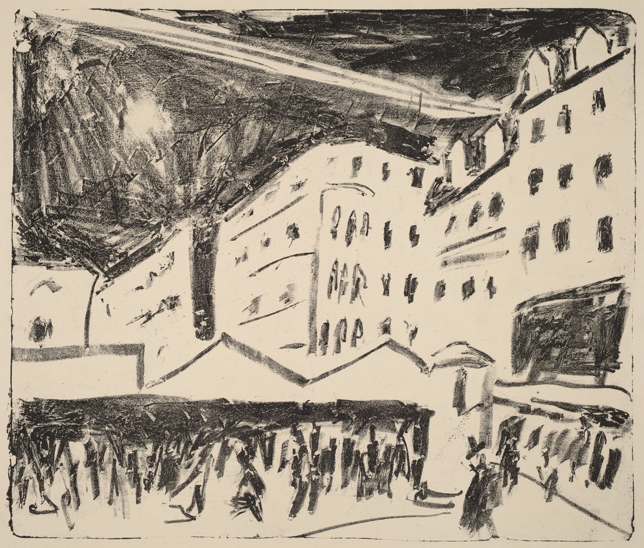 A drezdai Altmarkt vásárral (Der Altmarkt in Dresden mit Jahrmarkt) alkotó: Ernst Ludwig Kirchner