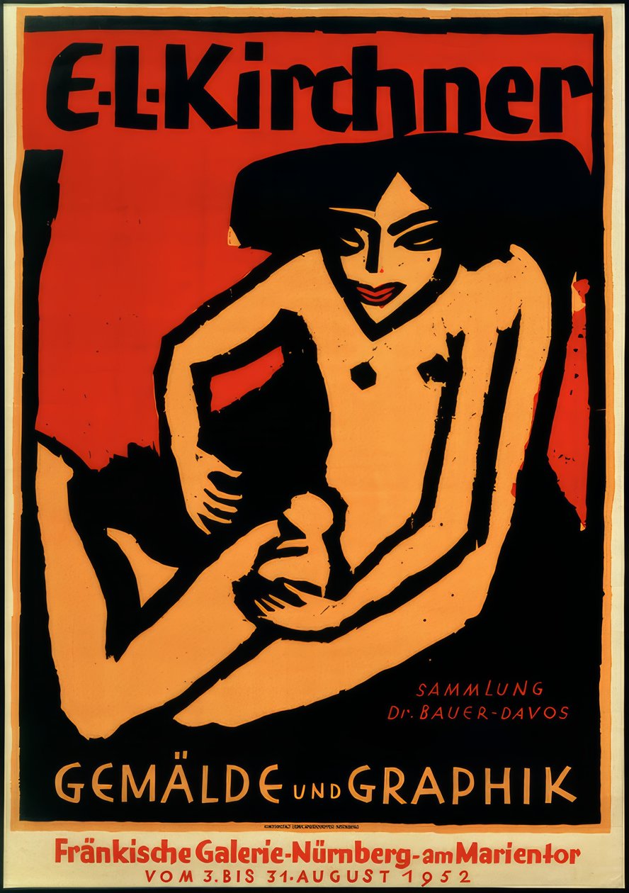 Az E.L.K., Fränkische Galerie, Nürnberg, 1952 kiállítás plakátja alkotó: Ernst Ludwig Kirchner