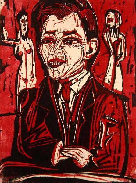 Dr. Grohmann portréja (színes fametszet) alkotó: Ernst Ludwig Kirchner