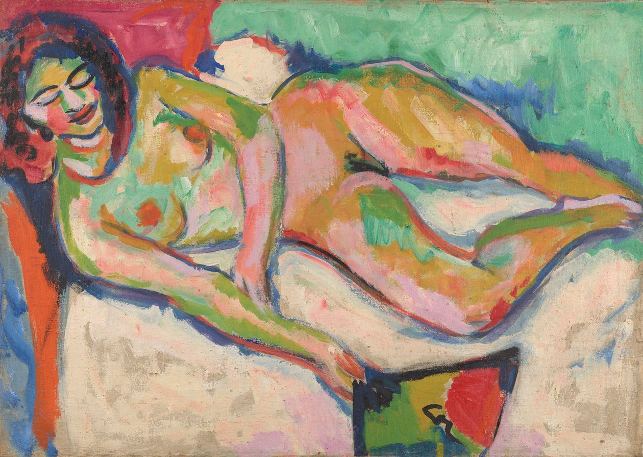 Fekvő akt ventilátorral alkotó: Ernst Ludwig Kirchner
